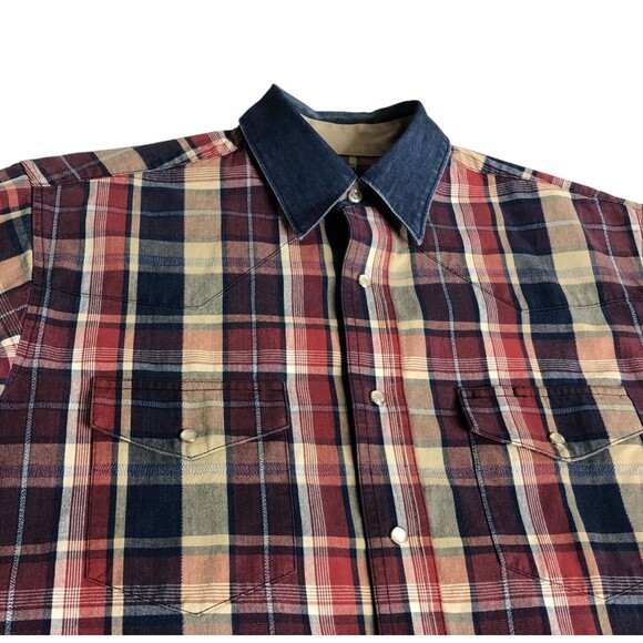 Wrangler Other - Vintage 90s Wrangler Pearl Snap Shirt Mens XL Plaid Cotton Western Cowboy‎ Rodeo